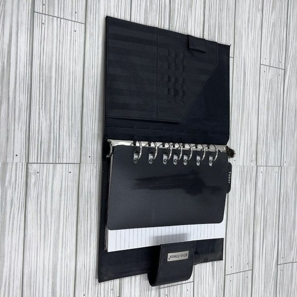 DAY TIMER 7-Ring Organizer Binder Planner Cover 1” Black Vinyl Snap Close - Picture 4 of 12
